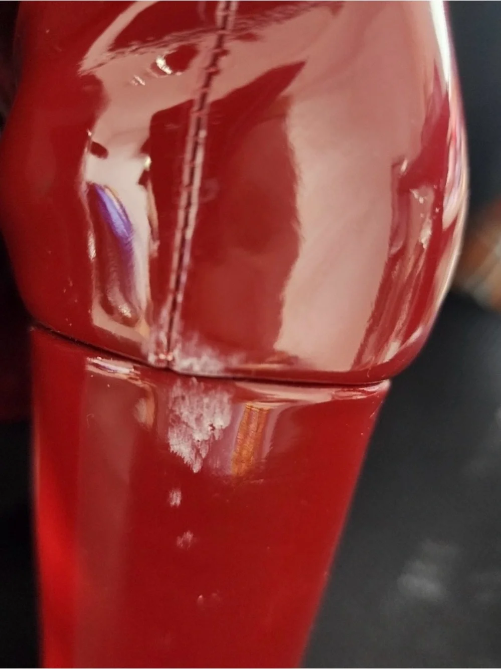 Super tall Red Patent Platform Block Heel Ankle Boots